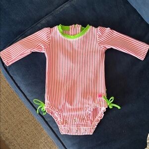 Ruffle Butts Seersucker Long Sleeve Swimsuit